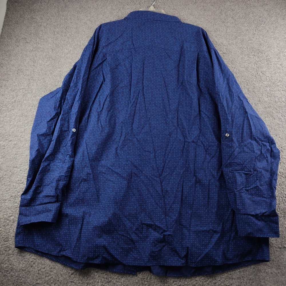 Synrgy Shirt Mens 4XLT Fit by DXL Blue Geometric Button Up Cotton Office EUC - Picture 6 of 7